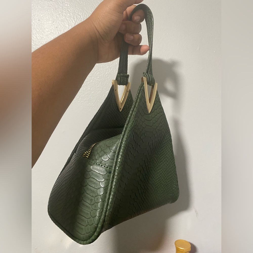 Faux crocodile green bag